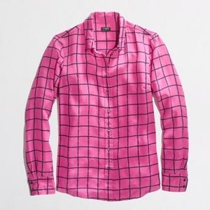 J. Crew Silk Boy Shirt in Windowpane